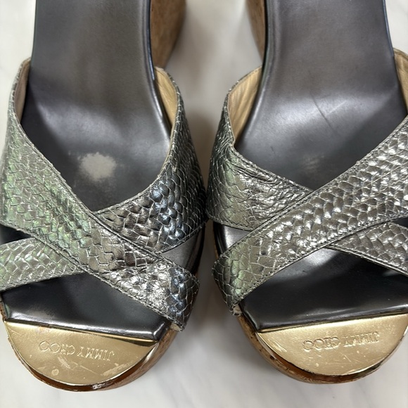 Jimmy Choo Silver Crystal Embellished Wedges - Picture 4 of 5
